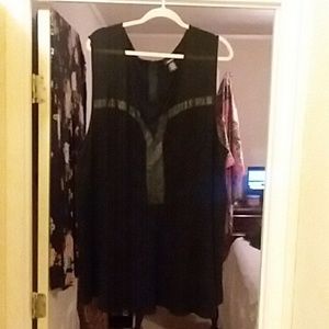 Torrid Black Faux Leather and Mesh Top